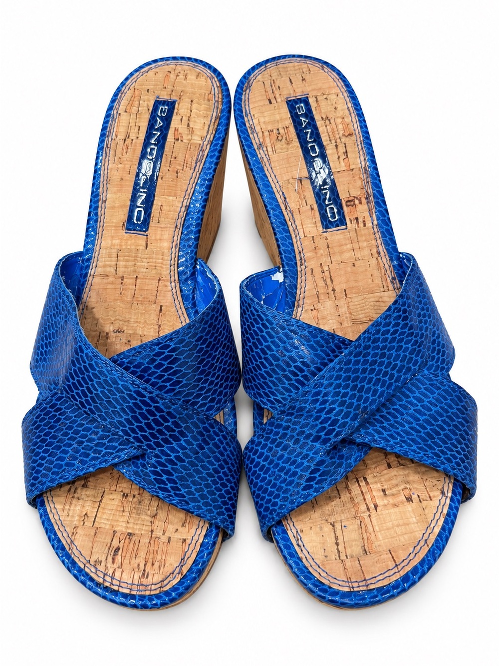 Bandolino Royal Blue Crisscross Wedge Sandals